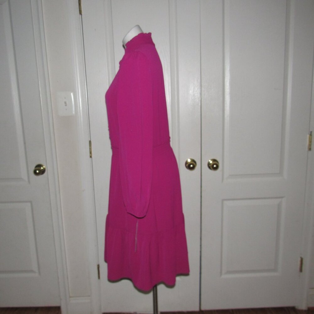 NWT London Times Fuchsia Mock-Neck Tiered Dress Size 16 Romantic Flirty Chic - Picture 3 of 8
